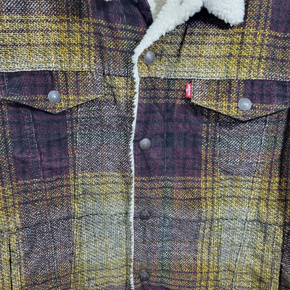 Levi's Brown Plaid Corduroy Sherpa Lining Men's Trucker Jacket Size XL 11326-2 - Picture 3 of 8
